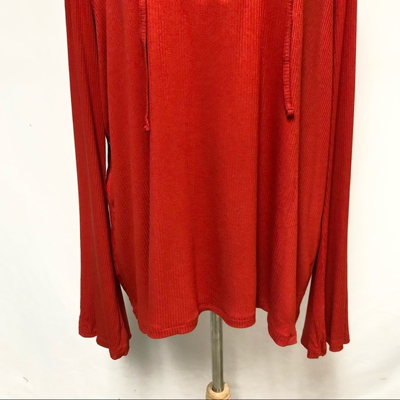 ➕ Cato Ribbed Bell Sleeve Lace Up Top Sz 22/24W - Picture 3 of 8